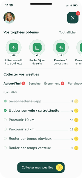 screenshot de l'app page trophées